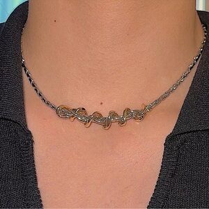 Twisted Two Tone 18k gold plated Silver Necklace New